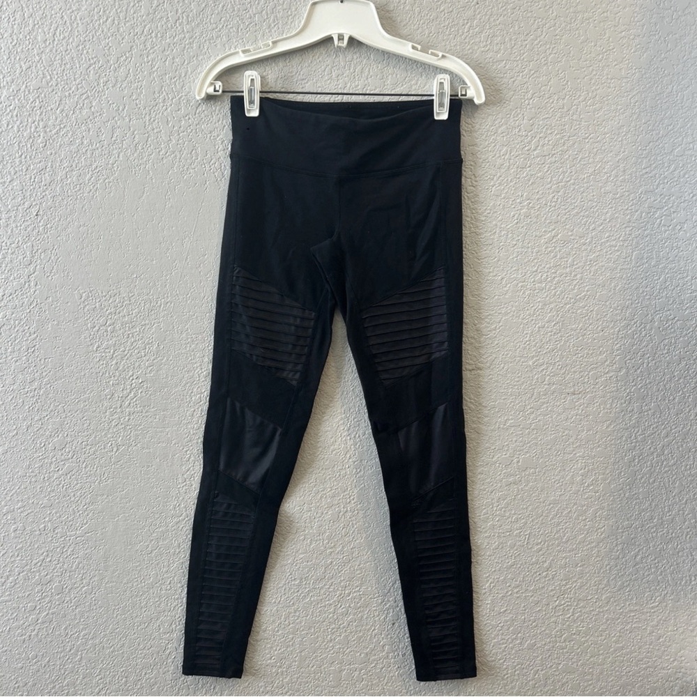 Alo Yoga Women’s High-Waist Mesh Black Moto Leggings Active Yoga Gym Size S
